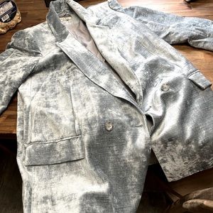 Pale platinum iced crushed velvet Free People Blazer